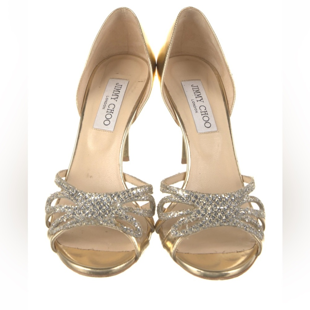 Leather Glitter Accents Sandals